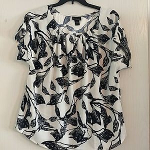 Lane Bryant Womens 14/16 Blue White Top